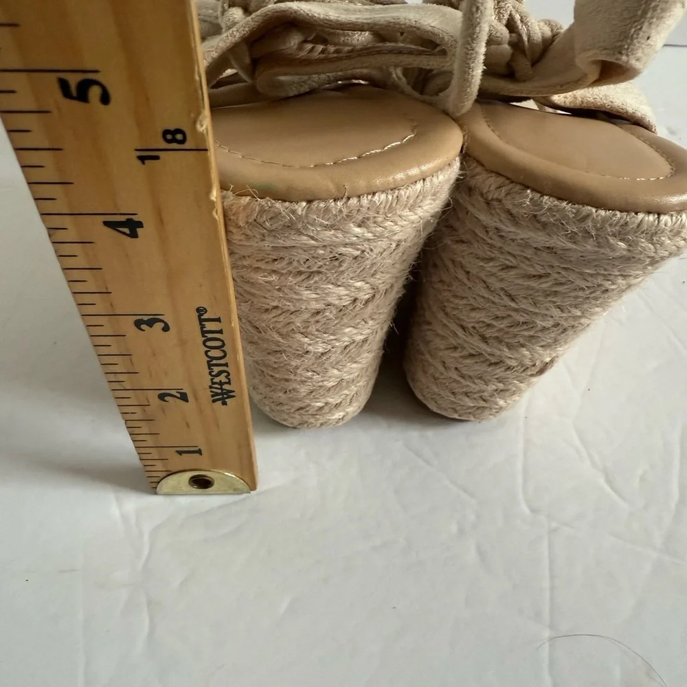 Women's Beige Wedge Heel Sandals Espadrille Size EU 40